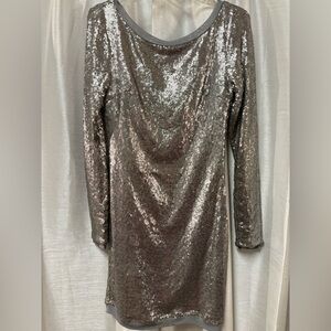 HYFVE Silver Sequin V-Back Mini Dress L Party